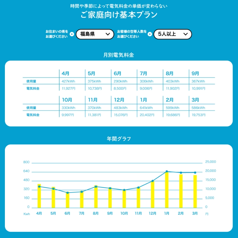 東北電力基本プラン（5
人家族）